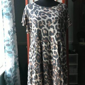 Heimish USA Leopard Babydoll Tiered Tunic-Dress XL (14-16) NEW